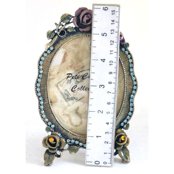 PICTURE FRAME-Vintage Matson F1782 Jeweled Roses Oval–PetiCadeau Collection-Rare - Picture 10 of 13